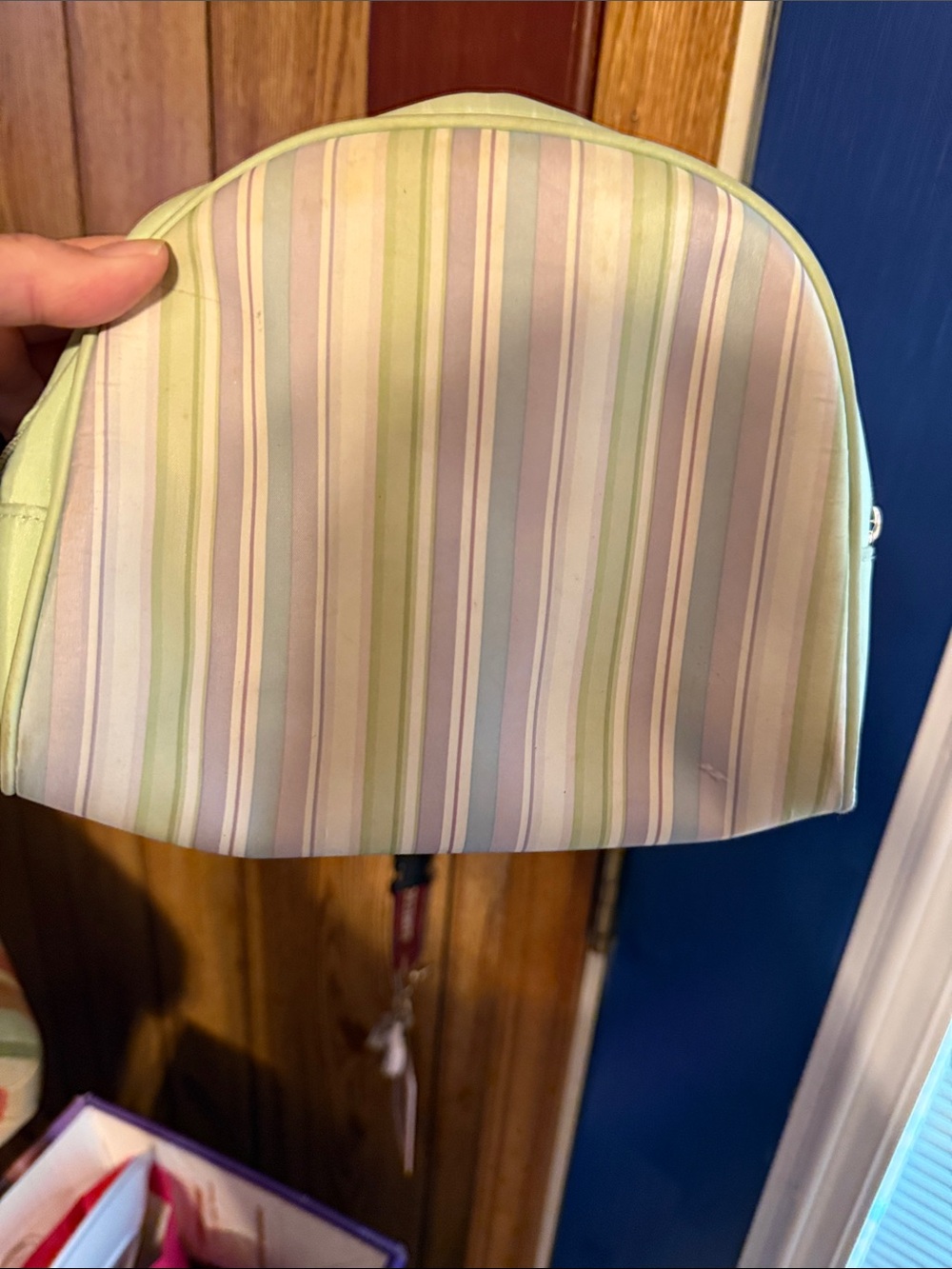 Bath & Body Works Pastel Striped Makeup Bag - Green, Pink, Cream